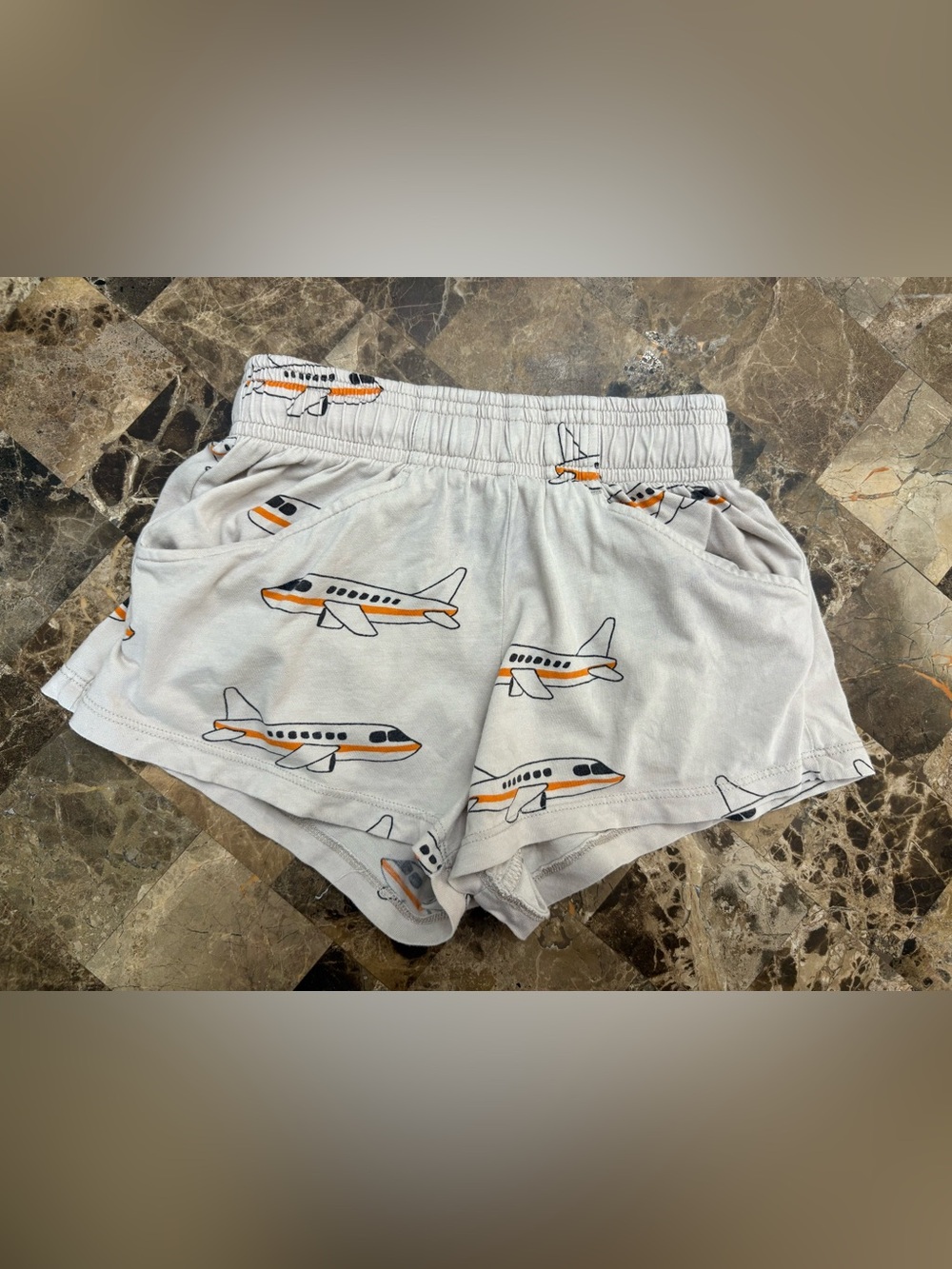 Mini Rodini Shorts with Orange and Black Airplane Print 18 months to 36 months